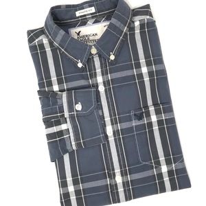 AE Outfitters Athletic Fit Gray & White Plaid *MM*